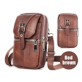 abordables Sacs pour homme-sac à bandoulière multi-poches en cuir pour homme – petit sac messager polyvalent avec bandoulière réglable pour les voyages et l&#039;utilisation quotidienne