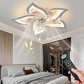 cheap Ceiling Fan Lights-LED Ceiling Fans Dimmable with Remote Contral Flower Design 25.7&quot; 5-Heads Flush Mount Ceiling Lamp Acrylic Lampshade Chandelier Bedroom Living Room