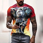 お買い得  アニマルプリントTシャツ-男性用 グラフィック 動物 ライオン Tシャツ 半袖 Tシャツ 3Dプリント クルーネック シャツ ヴィンテージ ファッション デザイナー アウトドア 日常 スポーツ ブラック イエロー ルビーレッド 春夏 衣類 S M L XL 2XL 3XL