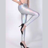 cheap Bottoms-1980s High Waisted Shiny Latex Patent Leggings PU Leather Pencil Pants Disco Women&#039;s Carnival Masquerade Party Bachelorette Party Pride Parade Adults&#039; Pants