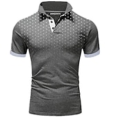 abordables Polo classique pour homme-Homme POLO Tee Shirt Golf Casual du quotidien Col polo Classique Manche Courte Décontractées Flexible Pois Bouton devant Eté Printemps Standard Noir Blanche Rouge bleu marine Orange Gris Clair POLO