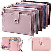 abordables Portefeuilles-Femmes Portefeuille Porte-Cartes de Crédit faux cuir Quotidien Fête Fermeture éclair Grande capacité Imperméable Léger Couleur Unie Noir Rose Claire Rouge clair