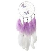 cheap Dreamcatcher-Butterfly Dream Catcher Handmade Gift Feather Hook Flower Wind Chime with One Circle Ornament Wall Hanging Decor Art Boho Style 16x65cm/6.2&#039;&#039;x25.5&#039;&#039;