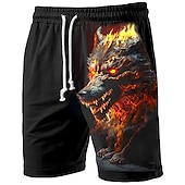 olcso férfi 3d izzadt rövidnadrág-Férfi Grafika Állat Farkas Izzadt nadrág Strand rövidnadrág Terry Shorts Közepes csípő Alkalmi Sportruházat Napi Szabadság Utcai öltözék Zsinór Rugalmas derék 3D nyomtatás Tervező Ruházat