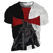 abordables Camisetas de fe-Hombre Unisexo León Estampados Cruz Camisa Camiseta Tee Manga Corta Camiseta Impresión 3D Escote Redondo Camisa Design Básico Grande y alto Casual Diario Negro / Gris Oro + Negro Negro Verano Ropa