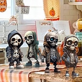 levne Halloweenové závěsné a stolní dekorace-cool figurky kostlivců, halloweenská socha lebky kostra panenka pryskyřice řemeslné ozdoby, módní mini cool figurky kostlivec výzdoba kostra muž pryskyřičná socha panenka pro domácí kancelář stolní dekorace