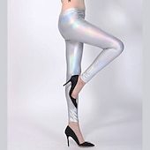 cheap Bottoms-1980s High Waisted Shiny Latex Patent Leggings PU Leather Pencil Pants Disco Women&#039;s Carnival Masquerade Party Bachelorette Party Pride Parade Adults&#039; Pants