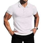 voordelige Klassieke polo voor heren-Voor heren Golfshirt gebreide polo Casual Dagelijks Polo kraag Klassieke boord Korte mouw Zakelijk Klassiek Effen Kleur Effen Knoop voorzijde Zomer Lente Herfst Normale pasvorm Zwart Wit Rood