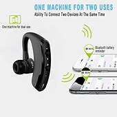 お買い得  ワイヤレスヘッドホン-1PC ワイヤレスBluetoothビジネスヘッドフォン マイク付き ボイスコントロール ハンズフリーイヤフォン ステレオノイズキャンセリング イヤーフックBluetoothヘッドセット スマートフォン用