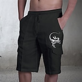 cheap Printed Shorts-Men&#039;s Animal Skull Graphic Prints Cargo Shorts Summer Shorts Mid Waist Streetwear Designer Casual Daily Holiday Elastic Waist Drawstring Print Designer Clothing Apparel
