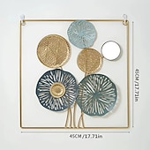 abordables décoration murale en métal-Décoration murale 1pc, décoration murale en métal conçue avec une feuille de lotus, décoration murale suspendue rustique, art mural en métal de ferme, décoration murale moderne pour le bureau de la chambre à coucher du salon