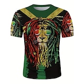 economico Magliette con stampa animale-Per uomo Pop art Animali Leone maglietta Manica corta maglietta Stampa 3D Girocollo Camicia Vintage Di tendenza Originale Esterno Giornaliero Sport Nero Nero rosso Blu Primavera estate Abbigliamento