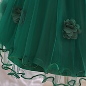 cheap Party Dresses-Kids Girls&#039; Dress Party Dress Flower Long Sleeve Special Occasion Birthday Mesh Embroidered Princess Sweet Polyester Midi Party Dress Summer Spring 4-12 Years Pink Wine Green