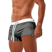 voordelige heren boxer zwembroek-Voor heren Boardshorts Zwemshorts Lange zwembroeken Effen Kleur Trekkoord met Mesh-voering Splitsen Sportief Strand Chique en modern Casual / sportief Grasgroen Zwart