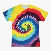 billige Retro grafikk-Disk Tie Dye T-skjorte Animé 3D Graphic Til Par Herre Dame Voksne Maskerade 3D-utskrift Fritid / hverdag