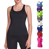 baratos Yoga Tops-Mulheres Regata de Corrida Regata Modeladora Costas Nadador Sem Manga Camada de base Atlético Elastano Respirável Secagem Rápida Treino de Ginástica Corrida Cooper Roupa de esporte Roupas Esportivas
