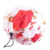 abordables Aparatos para el baño-gorro de ducha de seda con estampado de leopardo, gorro de ducha de doble capa impermeable, gorros de pelo eva reutilizables para la protección del cabello, siete colores disponibles, para el cuidado