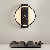 abordables Apliques de pared para interior-Lámpara de pared interior con reloj, lámpara de pared decorativa creativa, diseño de reloj real de 30 cm, accesorio de iluminación montado en la pared de metal para dormitorio, cabecera, pasillo, sala