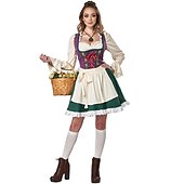ieftine Dirndl-Oktoberfest Dirndl Trachtenkleader Oktoberfest / Bere bavareză Wiesn Stil tradițional Pajiști Pentru femei Pânză în stil tradițional Rochie Șorț
