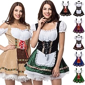 abordables Femmes-grande taille costume d'oktoberfest robe de bière dirndl trachtenkleider tenues de femme de chambre allemand munich wiesn femmes style traditionnel chemise en tissu tablier