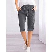 economico Pantaloncini in lino di cotone-Per donna Pantaloncini ispirati al lino Shorts Pantaloni Eleganti Attivo Semplice Casual Lunghezza al ginocchio Vita Alta Semplice Tasca Coulisse Elastico in vita Traspirabilità Morbido Confortevole