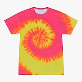 billige Retro grafikk-Disk Tie Dye T-skjorte Animé 3D Graphic Til Par Herre Dame Voksne Maskerade 3D-utskrift Fritid / hverdag
