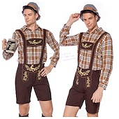 halpa Lederhosen-Oktoberfest Pusero / hame nahkahousuista baijerilainen Saksa München Niityt Miesten Perinteinen tyyli kangas Pusero Shortsit Hattu
