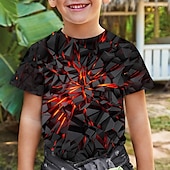 billiga Pojkens 3D Vision &amp; Geometri-Pojkar 3D Grafisk 3D Print T-shirt Kortärmad 3D-tryck Sommar Vår Aktiv Sport Mode Polyester Barn 3-12 år Utomhus Ledigt Dagligen Normal