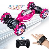 お買い得  rc車-最新の 4WD 1:14 スケールリモートコントロールスタントカー 2.4 グラムワイヤレス rc ドリフトカー LED ライト時計ジェスチャーセンサー回転子供のおもちゃのギフト