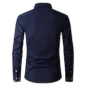 economico Camicie Button Down da uomo-Per uomo Camicia Camicie Camicia abbottonata Resistente alle rughe Camicia con bottoni Liscio Matrimonio Ufficio e carriera Nero Bianco Vino Blu reale Manica lunga Collo ripiegabile Primavera