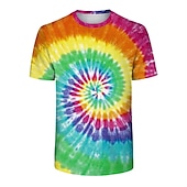 billige Retro grafikk-Disk Tie Dye T-skjorte Animé 3D Graphic Til Par Herre Dame Voksne Karneval Maskerade 3D-utskrift Fritid / hverdag