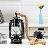 cheap Island Lights-1pc Retro Hemp Rope Chandelier - Old Fashioned Lantern Pendant Light - Oil Rub Bronze Kitchen Island Hanging Light (Bulb Not Included)