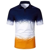 halpa Miesten geometrinen poolo-Miesten Kuvitettu Havaijilaiset poolopaidat Golfpaita Lyhythihainen Poolopaidat Kauluspaidat Vapaa-aika Ranta-asut Lomavaatteet Trooppiset vaatteet Juhla-asut Napit 3D-tulostus Keltainen Punastuvan
