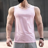 abordables Camisetas sin mangas de gimnasio-Hombre Camiseta sin mangas Top Camisetas Interiores Camisa sin mangas Sin Mangas Cuello Barco Verano Plano Moda Deportes Músculo Exterior Noche Gimnasia Blanco Rosa Azul Real Camiseta superior para