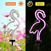 economico Illuminazione vialetto-luci solari da giardino luci esterne cactus/fenicottero luci al neon luci esterne impermeabili per la decorazione del percorso del cortile del patio del giardino