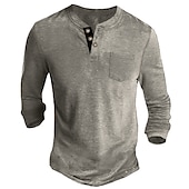 preiswerte Lässiges Henley-T-Shirt-Herren Henley Shirt Tee langarmshirt Glatt Henley Casual Festtage Langarm Button-Down Bekleidung Baumwollmischung Modisch Designer Komfortabel Essential