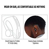 お買い得  ワイヤレスヘッドホン-1PC ワイヤレスBluetoothビジネスヘッドフォン マイク付き ボイスコントロール ハンズフリーイヤフォン ステレオノイズキャンセリング イヤーフックBluetoothヘッドセット スマートフォン用