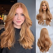 cheap Synthetic Trendy Wigs-Barbiecore Movie Wigs Blonde Highlight Wigs for Women 26 Inch Long Curly Synthetic Wigs Middle Part Blonde Highlights Hair Wigs Loose Wavy Wigs Heat Resistant