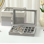 cheap Jewelry &amp; Cosmetic Storage-1PC Large Capacity Velvet Jewelry Box New Rings Necklaces Earrings Earrings Storage Box High-end Sense Organizing Box Dustproof Box