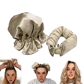 abordables Aparatos para el baño-Juego de rizos satinados sin calor: varilla para rizar + cubierta para el cabello rizado, juego de rizos con bollos de calor cero, artefacto para rizar el cabello para personas perezosas con sueño de ola grande, juego de cabello rizado sin calor para muje