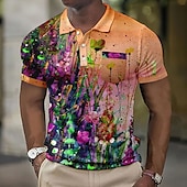 economico Polo stampata da uomo-Per uomo Stampe astratte Polo a nido d&#039;ape Magliette polo Polo con risvolto Polo con bottoni Camicia da golf Golf Manica corta Camicia Collo ripiegabile Esterno Strada Blu-verde Blu Viola Arancione