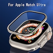 cheap Smartwatch Screen Protectors-Watch Case for Apple Watch Ultra 49mm Screen Protector 49mm 9H Tempered Glass Titanium Alloy Frame Keep Original Touch Sensitive Lightweight Protective Glass Film for iwatch Ultra 49mm