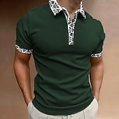 olcso Férfi klasszikus póló-Kentucky Derby Férfi Pólóingek Golfing Rövid ujjú Pólóingek Galléros ingek Üzleti alkalmi Munkaruha Ünnepi viselet Fesztivál viselet Gombok 3D nyomtatás Fekete Fehér Bor