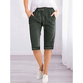 economico Pantaloncini in lino di cotone-Per donna Pantaloncini ispirati al lino Shorts Pantaloni Eleganti Attivo Semplice Casual Lunghezza al ginocchio Vita Alta Semplice Tasca Coulisse Elastico in vita Traspirabilità Morbido Confortevole