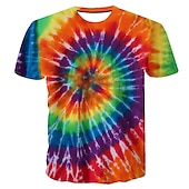 billige Retro grafikk-Disk Tie Dye T-skjorte Animé 3D Graphic Til Par Herre Dame Voksne Karneval Maskerade 3D-utskrift Fritid / hverdag