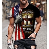 abordables Camisetas de fe-Hombre Unisexo León Estampados Cruz Camisa Camiseta Tee Manga Corta Camiseta Impresión 3D Escote Redondo Camisa Design Básico Grande y alto Casual Diario Negro / Gris Oro + Negro Negro Verano Ropa
