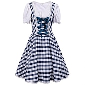 billige Dirndl-Oktoberfest Dirndl Trachtenkleader Oktoberfest / øl bayerske bayerske Wiesn Tradisjonell stil Enger Dame Tradisjonell stil klut Topp Kjole Forkle