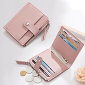 abordables Portefeuilles-Femmes Portefeuille Porte-Cartes de Crédit faux cuir Quotidien Fête Fermeture éclair Grande capacité Imperméable Léger Couleur Unie Noir Rose Claire Rouge clair