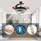 Недорогие Потолочные светильники с вентилятором-42-дюймовые выдвижные потолочные вентиляторы с подсветкой и пультом дистанционного управления, современный светодиодный полуутопленный вентилятор, выдвижной геометрический потолочный вентилятор, 3 цвета, 6 скоростей, интеллектуальный подвесной светильник