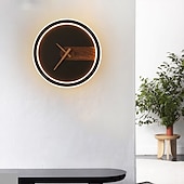 abordables Apliques de pared para interior-Lámpara de pared interior con reloj, lámpara de pared decorativa creativa, diseño de reloj real de 30 cm, accesorio de iluminación montado en la pared de metal para dormitorio, cabecera, pasillo, sala